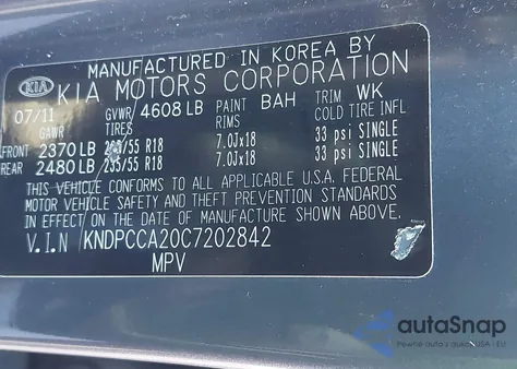 2012 Kia Sportage Ex z USA, uszkodzony, nr VIN KNDPCCA20C7202842